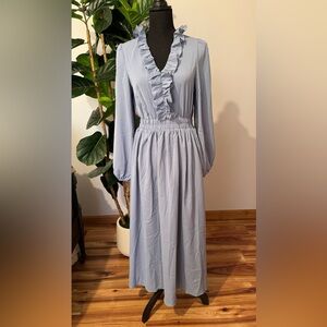 Elegant Light Blue Ruffle Dress